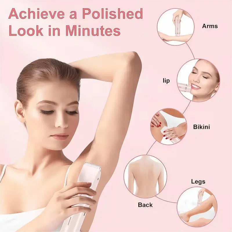 Women'S 2-In-1 Electric Shaver & Trimmer, IPX7 Waterproof,Type-C Charging, Ceramic Blades for Bikini & Body Hair Smooth