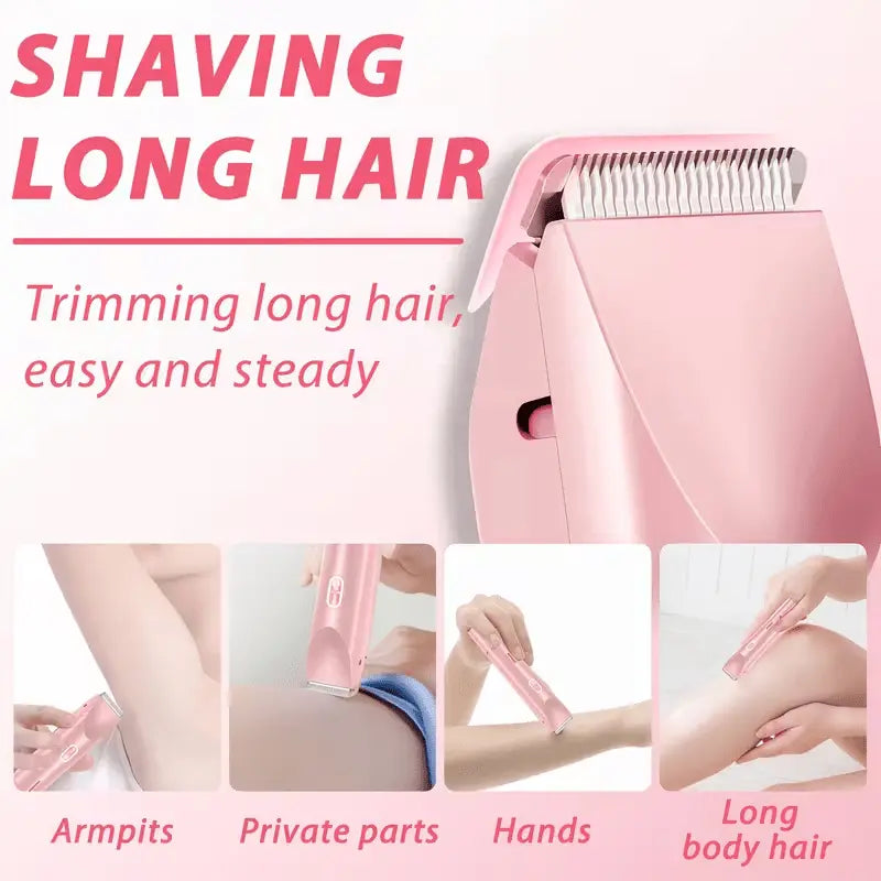 Women'S 2-In-1 Electric Shaver & Trimmer, IPX7 Waterproof,Type-C Charging, Ceramic Blades for Bikini & Body Hair Smooth